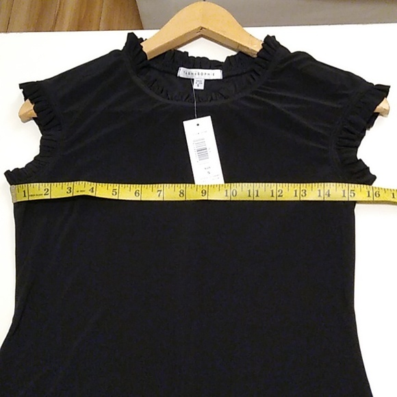 Beautiful A-line little black dress with ruffles, made in USA - Picture 4 of 7